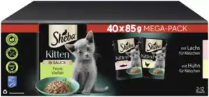 Portionsbeutel Multipack Mega-Pack Kitten in Sauce Feine Vielfalt mit Lachs, mit Huhn MSC 40 x 85g