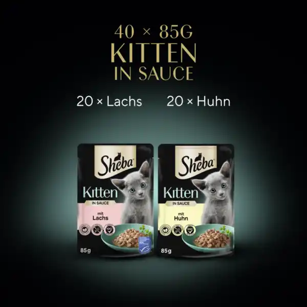 Bild 3 von Portionsbeutel Multipack Mega-Pack Kitten in Sauce Feine Vielfalt mit Lachs, mit Huhn MSC 40 x 85g