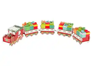 Adventskalender Bastelzug Pappeinzelteile zusammensteckbar zu einer Lok und vier Waggons mit toller Ladung