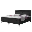 Bild 2 von Boxspringbett MILANO 180x200 Kunstleder Schwarz TYP 6 mit integriertem Topper