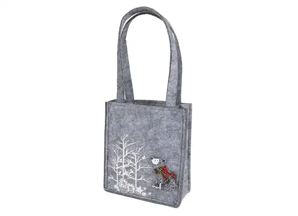 Bild 1 von Weihnachts-Filz-Tasche grau mit weiß