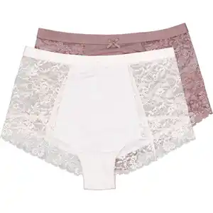 Damen-Taillenslip 2er-Pack, Hellrosa/Taupe, L