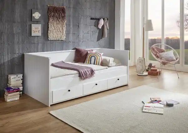 Bild 1 von Funktionsbett KIRA 90/180x200 inkl. Lattenrost und 3 Schubladen MDF weiß