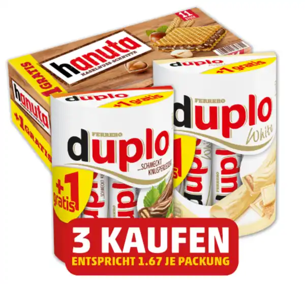 Bild 1 von FERRERO Duplo, Duplo White oder Hanuta*