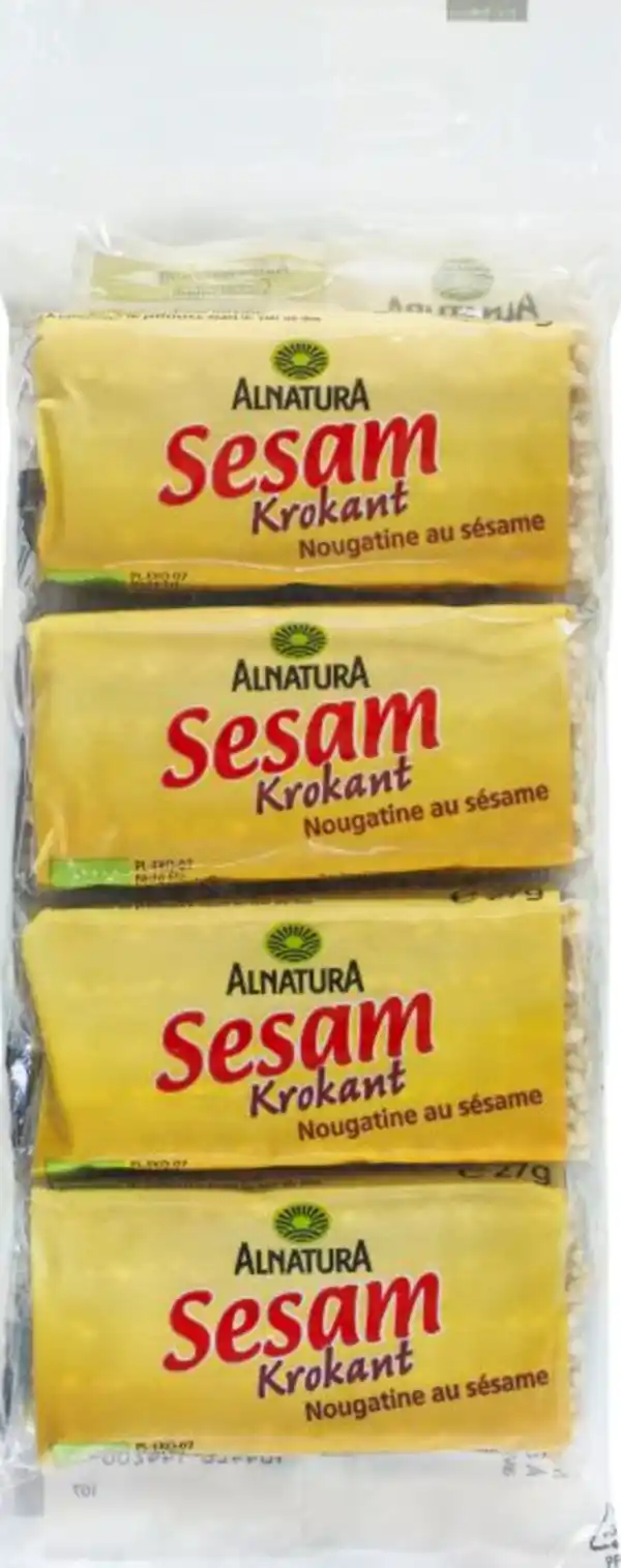 Bild 1 von Alnatura Bio Sesam Krokant Riegel, 108 g