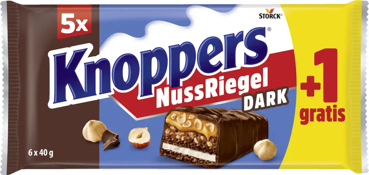Bild 1 von Knoppers NussRiegel Dark 5+1, 240 g