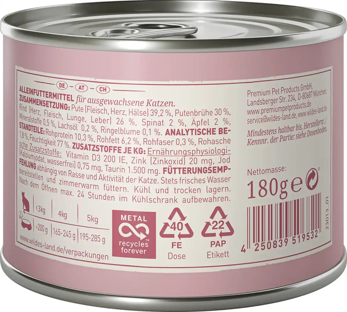 Bild 2 von Wildes Land Katzennassfutter Ragout Rind Pute mit Spinat, 180 g