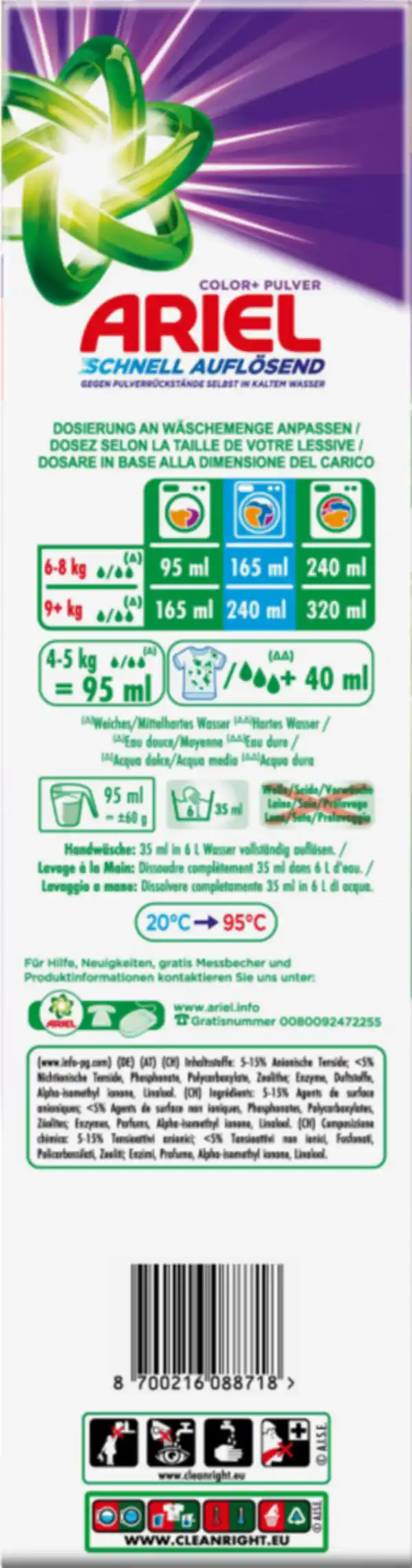 Bild 2 von Ariel Color+ Pulver Colorwaschmittel 50WL, 50 WL