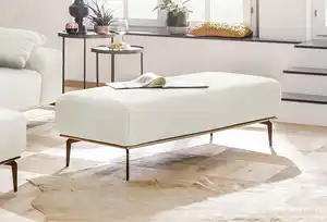 W.SCHILLIG Polsterhocker run, mit Holzsockel, Füße in Bronze pulverbeschichtet, Breite 150 cm