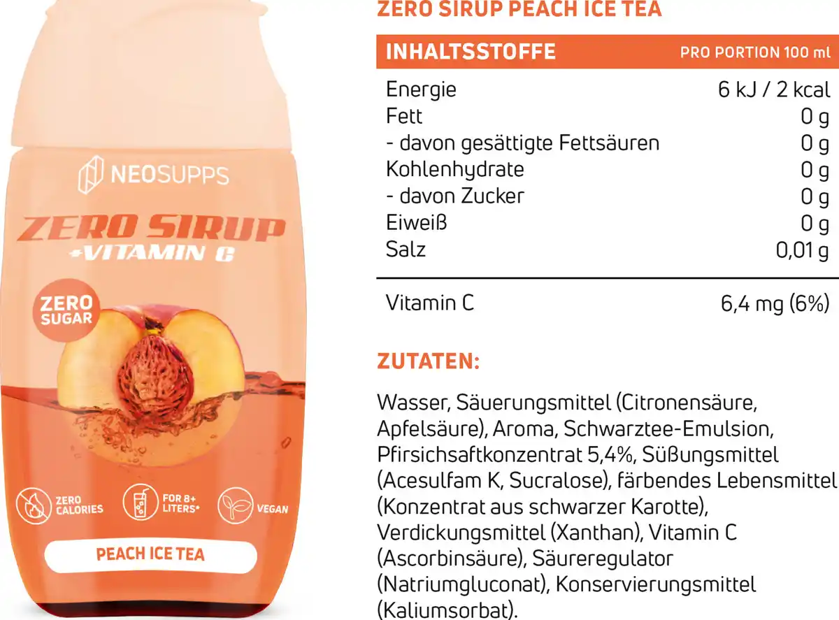 Bild 2 von Neosupps Zero Syrup - Peach Ice Tea, 65 ml