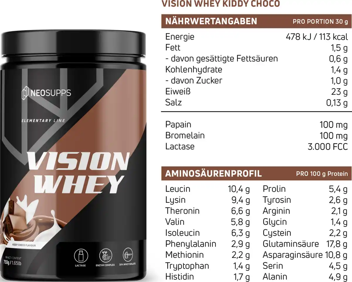 Bild 2 von Neosupps Vision Whey Kiddy Choco, 750 g