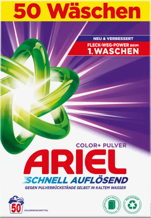 Bild 1 von Ariel Color+ Pulver Colorwaschmittel 50WL, 50 WL