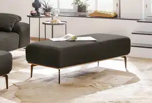 W.SCHILLIG Polsterhocker run, mit Holzsockel, Füße in Bronze pulverbeschichtet, Breite 150 cm