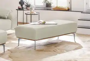 W.SCHILLIG Polsterhocker run, mit elegantem Holzsockel, Füße in Silber matt, Breite 150 cm