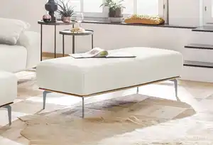 W.SCHILLIG Polsterhocker run, mit elegantem Holzsockel, Füße in Silber matt, Breite 150 cm