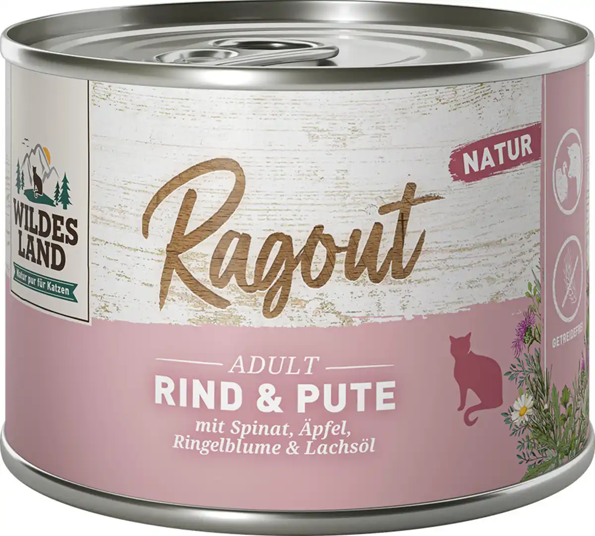 Bild 1 von Wildes Land Katzennassfutter Ragout Rind Pute mit Spinat, 180 g