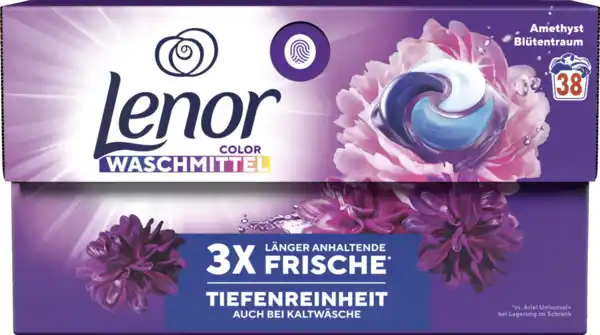 Bild 1 von Lenor Vollwaschmittel Flüssig All-in-1 Pods Amethyst Blütentraum 38WL, 38 WL