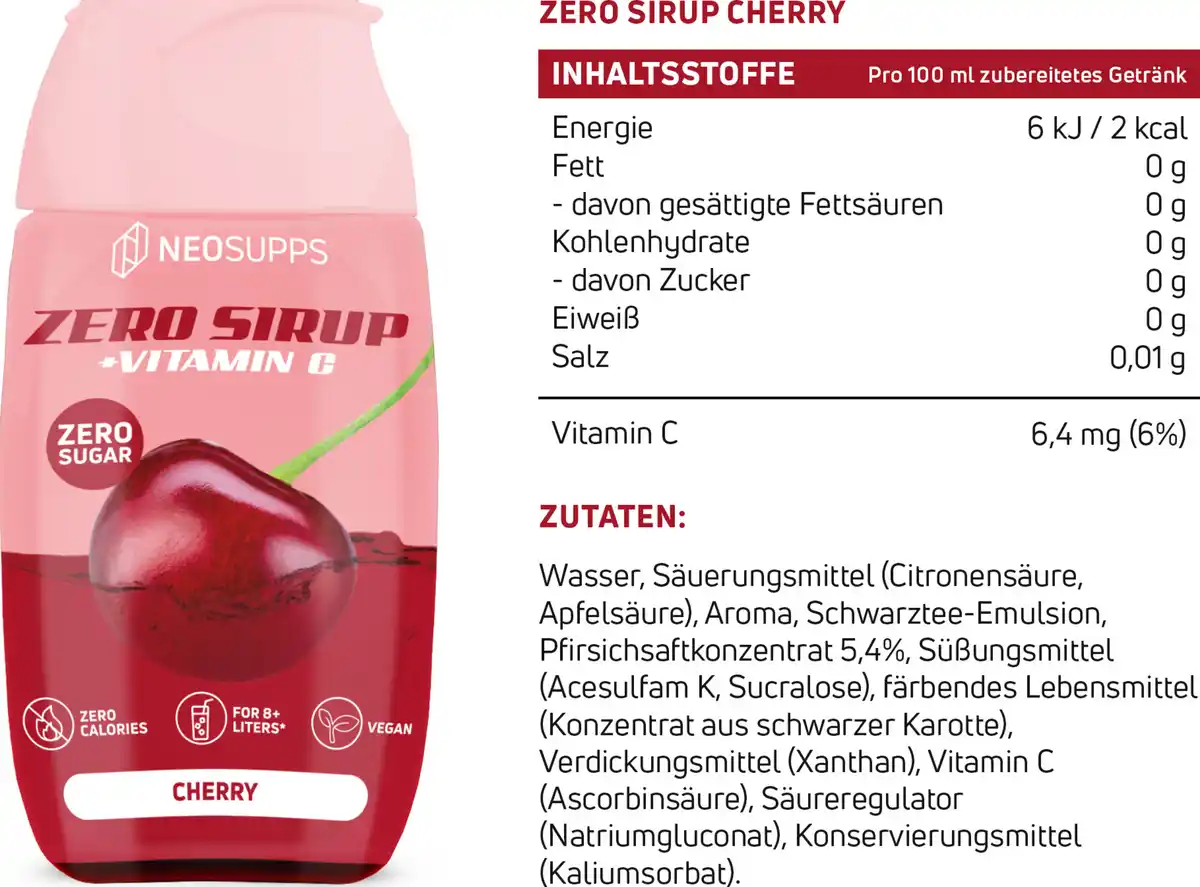 Bild 2 von Neosupps Zero Syrup Cherry, 65 ml
