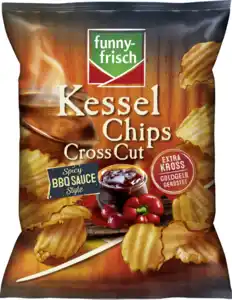 funny-frisch Kessel Chips CrossCut Spicy BBQ Sauce, 120 g