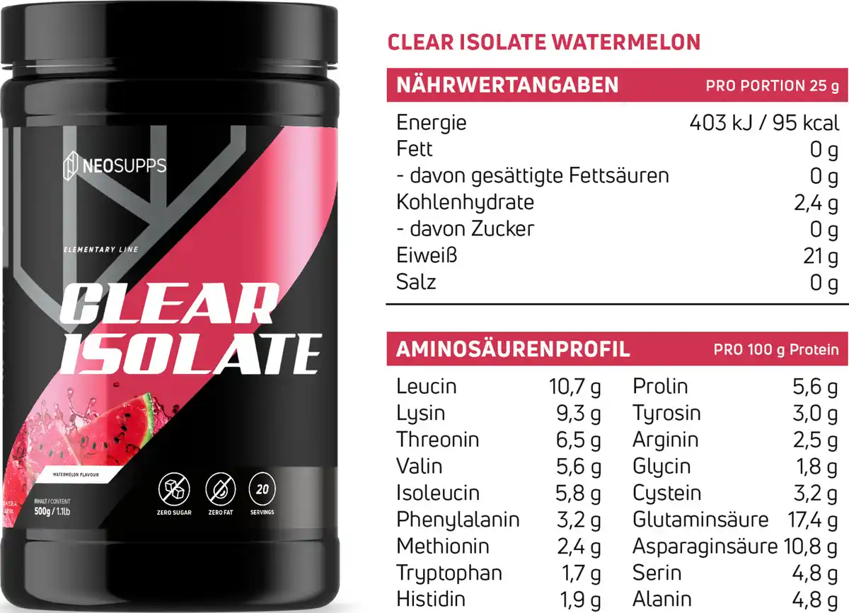 Bild 2 von Neosupps Clear Isolate Watermelon, 500 g