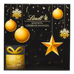 Lindt Advents - Überraschungskalender mit Gutschein, 196 g schwarz