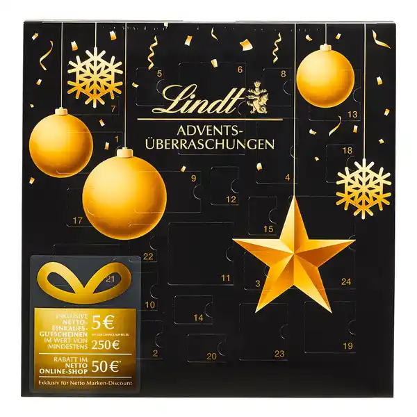 Bild 1 von Lindt Advents - Überraschungskalender mit Gutschein, 196 g schwarz