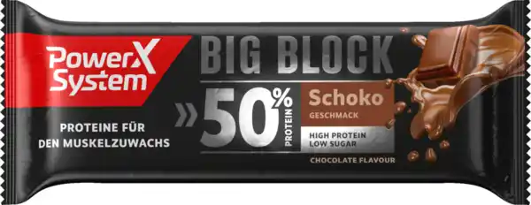 Bild 1 von Power System Protein Big Block Eiweiß Riegel Schoko Geschmack, 100 g