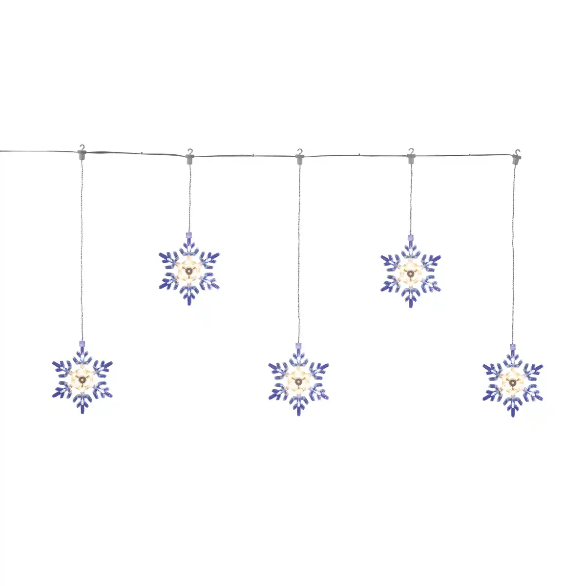 Bild 1 von toom LED-Lichtervorhang 'Schneeflocke' 60 LEDs warmweiß/blau 120 cm