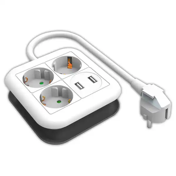Bild 2 von Powertec Electric 3-fach Steckdose mit 2 USB-Anschlüssen