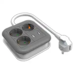 Powertec Electric 3-fach Steckdose mit 2 USB-Anschlüssen