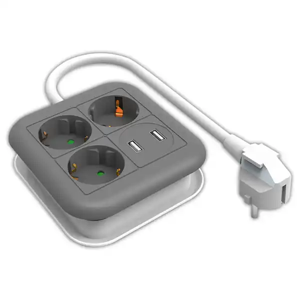 Bild 1 von Powertec Electric 3-fach Steckdose mit 2 USB-Anschlüssen