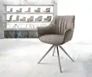 Bild 1 von Drehstuhl Keila-Flex mit Armlehnen Taupe Vintage Kreuzgestell kantig Edelstahl 180° drehbar