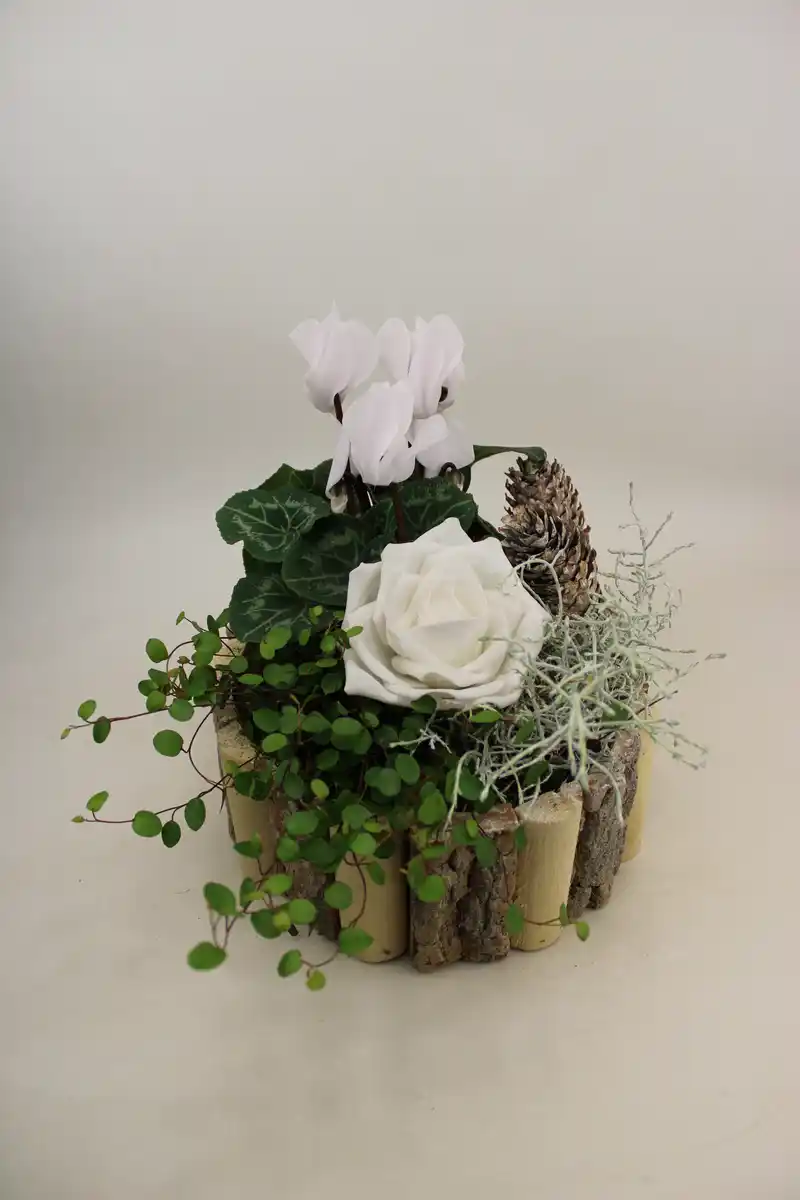 Bild 1 von Arrangement Outdoor Nr. 24 Holzschale Rose