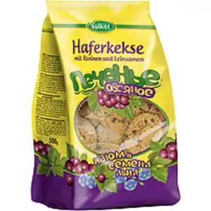 Haferkekse mit Rosinen und Leinsamen