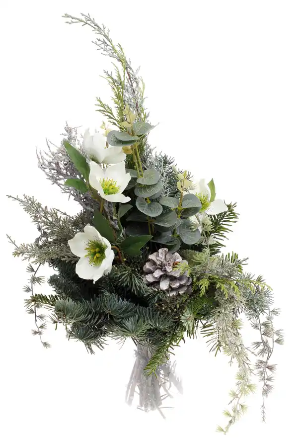 Bild 1 von Nobilis Grabvasenstrauß mit Christrosen und Eucalyptus