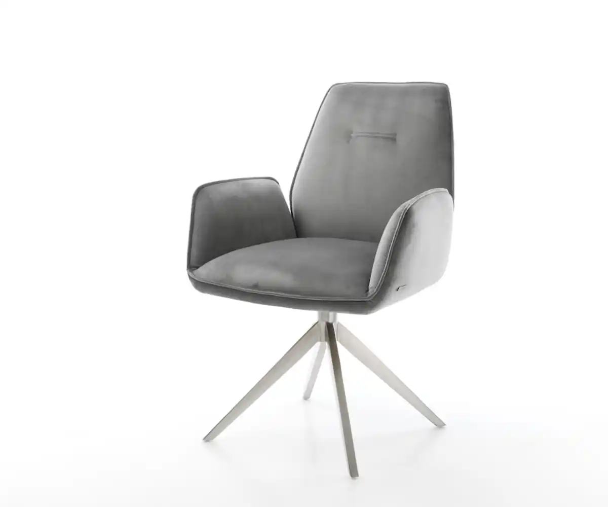 Bild 1 von Drehstuhl Zoa-Flex Samt Grau Kreuzgestell breit Edelstahl 360° drehbar
