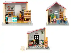 Playtive Puppenhaus Spielset, aus Echtholz