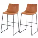 Bild 1 von 2er-Set Barhocker MCW-D70, Barstuhl Tresenhocker, Stoff/Textil ~ Vintage Wildlederimitat