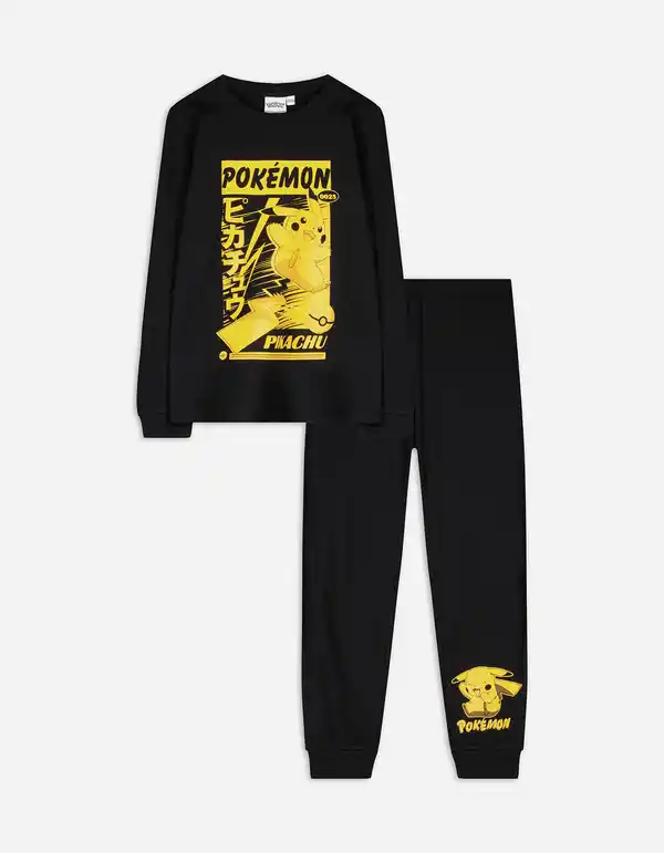 Bild 1 von Kinder Pyjama Set aus Langarmshirt und Hose  - Pokémon - schwarz