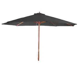 Sonnenschirm Lissabon, Gartenschirm Marktschirm, Ø 3,5m Polyester/Holz 7kg ~ anthrazit