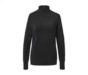 Feinstrick-Rollkragenpullover, schwarz