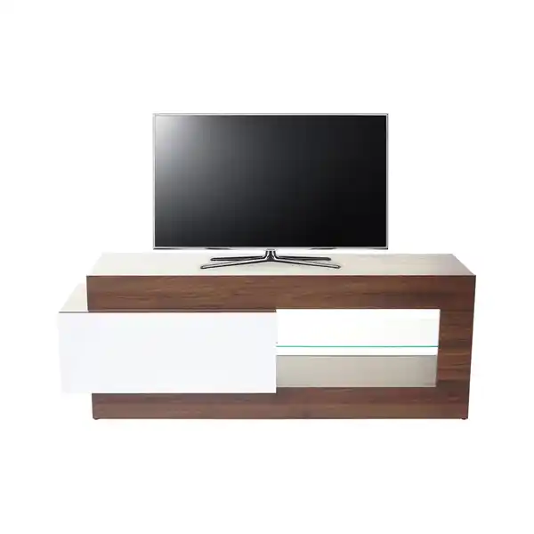 Bild 1 von TV-Rack MCW-B51, Fernsehtisch Lowboard Schrank, 3D-Struktur Walnuss-Optik hochglanz 55x150x47cm