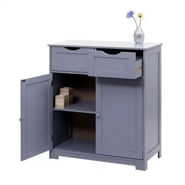 Bild 1 von Kommode MCW-B65, Schubladenschrank Schrank, 2 Schubladen und 2 Türen 80x70x35cm ~ grau