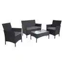 Bild 1 von 2-1-1 Poly-Rattan Garten-Garnitur Hamar, Sitzgruppe Lounge-Set Sofa ~ anthrazit, Kissen anthrazit