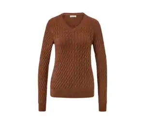 Zopfstrickpullover, cognac