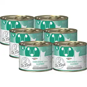 Dr. Link® Futter mit Geflügel & Rind für kastrierte Katzen & Katzen mit Harnsteinen, 6er Pack