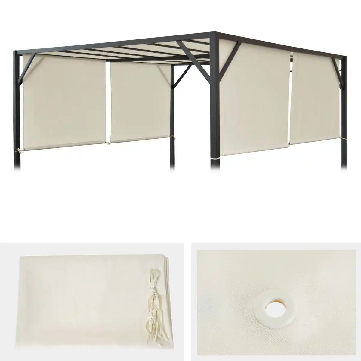 Bild 1 von Ersatzbezug für Dach Pergola Pavillon Beja 4x4m ~ creme