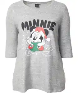 Minnie Mouse Fleecepullover Weihnachten, Disney, 3/4-Arm, grau melange