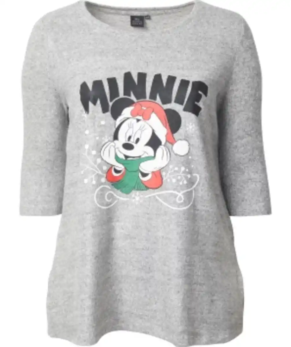Bild 1 von Minnie Mouse Fleecepullover Weihnachten, Disney, 3/4-Arm, grau melange