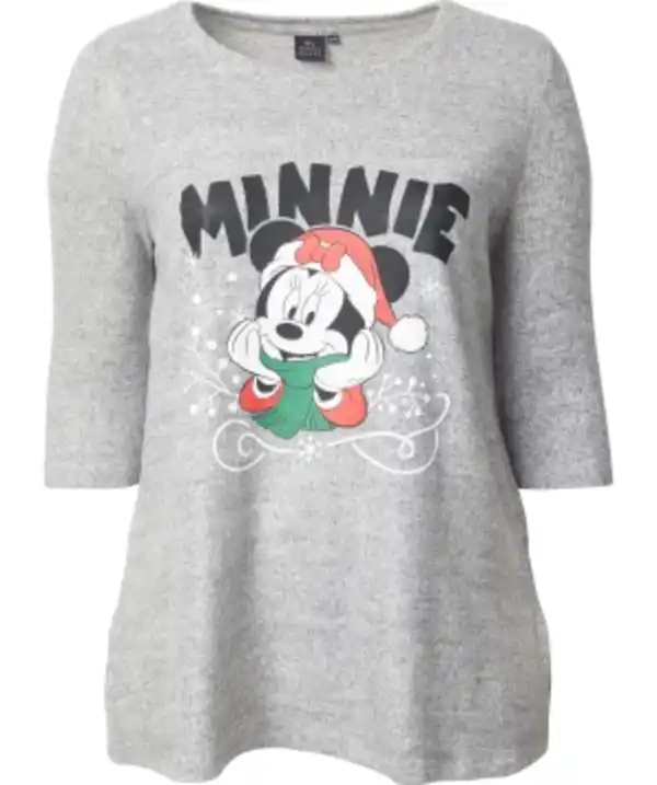 Bild 1 von Minnie Mouse Fleecepullover Weihnachten, Disney, 3/4-Arm, grau melange